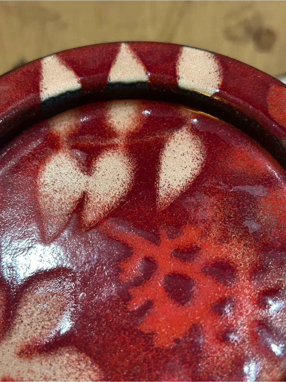 vintage handmade enamel on copper decorative red Drink Coaster Set of 2